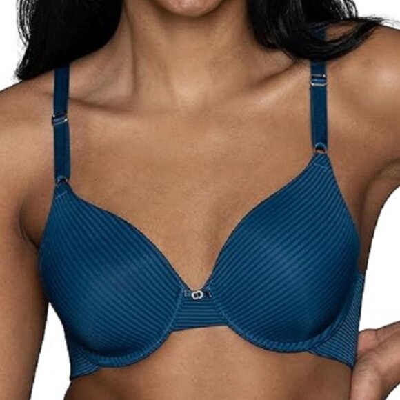 Vanity Fair 75345 Women's Full Coverage Beauty Smoothing Bra, 4-Way Blue B,C,D - Picture 1 of 3
